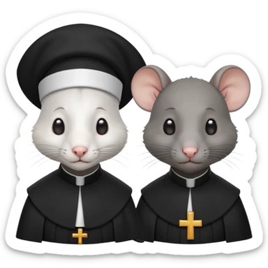 A rat as a catholic nun and another rat as a catholic priest sticker