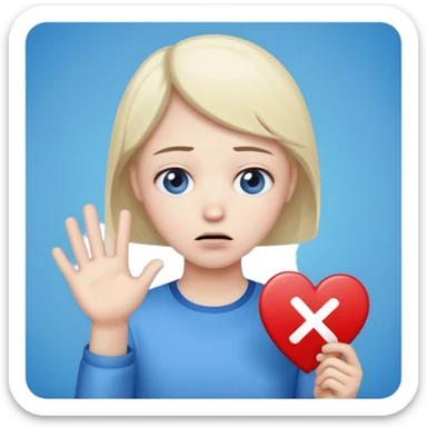 sad person holding a 'sorry' sign, blue background sticker