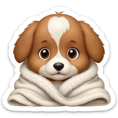 Cute, Disney-style puppy cozy in blanket sticker
