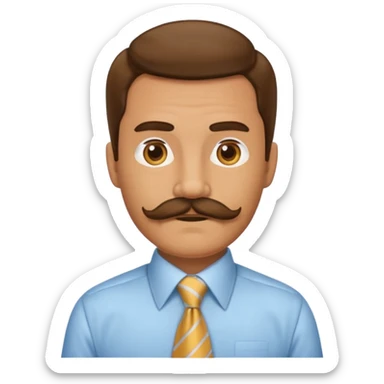 long mustached man with tie sticker