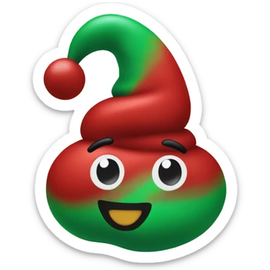 Red and green swirl christmas poop emoji sticker