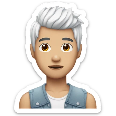 asian guy with half red half white hair like melanie martinez sticker