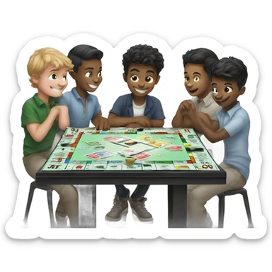 group of boys playing monopoly  sticker