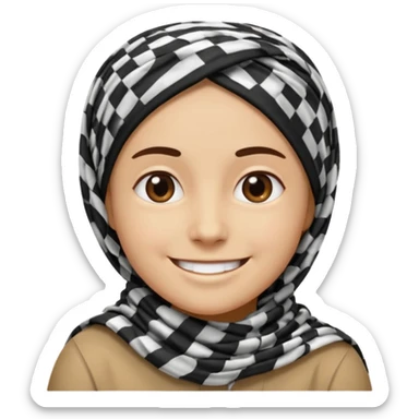 smiling person emoji with a black and white keffiyeh sticker