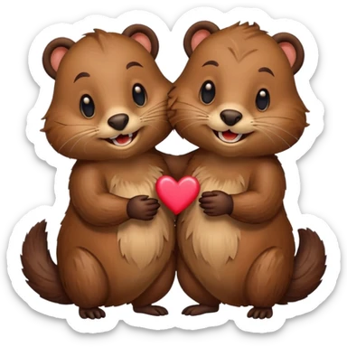 beavers in love (show their beaver teeth and tail) sticker