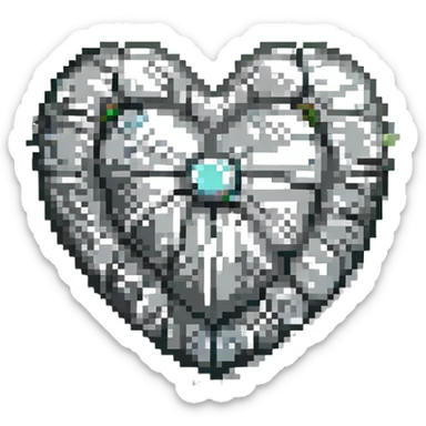a heart made of stone, pixel art sticker