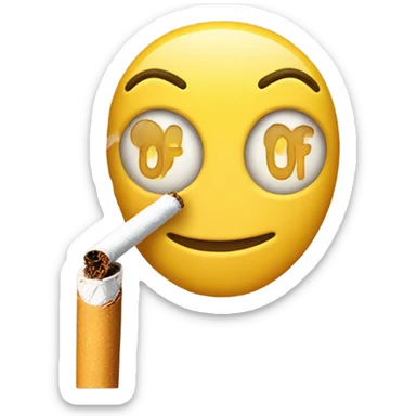 Smiling face smoking cigarette with the word oof sticker