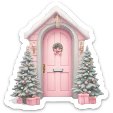 Pastel pink christmas door sticker
