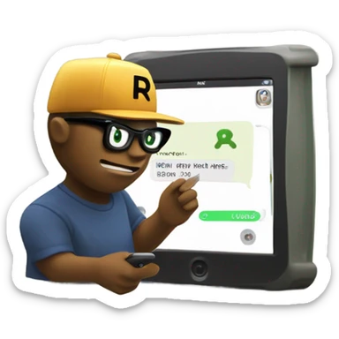 Roblox fancy classic default character asking typing how do I talk in a city sewer sticker