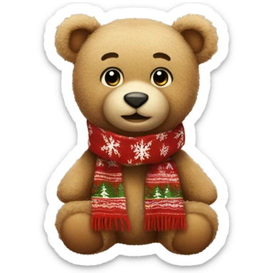 Teddy bear with christmas scarf  sticker