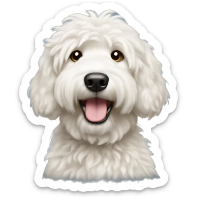 White golden doodle dog with fluffy head  sticker