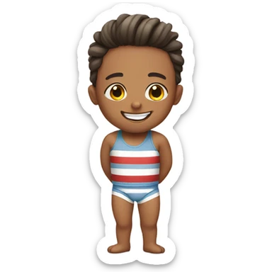 smiling boy in striped underwear sticker