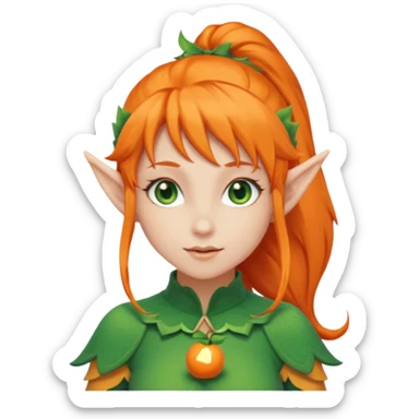 Orange Haired Elf, Elf girl with orange ponytail hair sticker