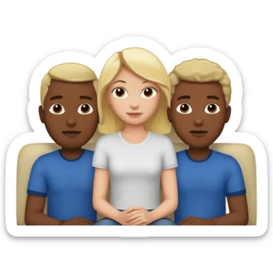 couch, naked people sitting: blonde female, 2 black males sticker