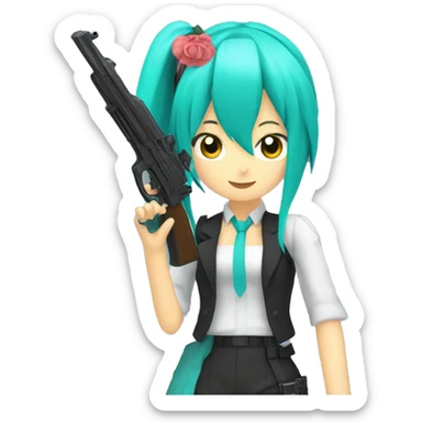 Miku with a gun sticker