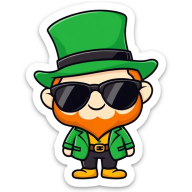 Leprechaun wearing sunglasses sticker