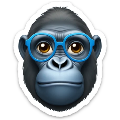 
a gorilla with blue glasses with a tender and happy look sticker