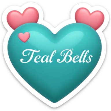 Teal heart with hearts and Belles wording sticker