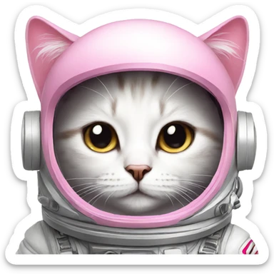 astronaut cat with a pink bow sticker
