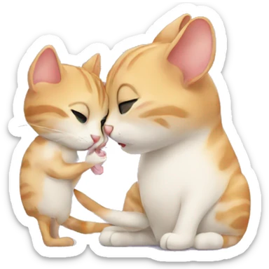A cat is kissing a mice sticker