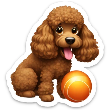 Brown poodle humping a toy ball sticker
