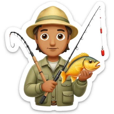 Fish and fisher man sticker