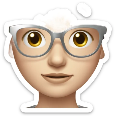 Real blonde girl with grey eyes in silver square glasses tacking a picture with sony camera  sticker