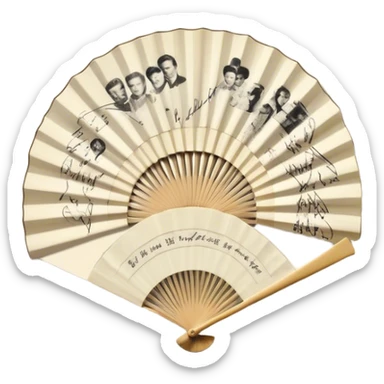 Icon for Autograph Collecting: several vintage sheets in frames arranged in a fan-like pattern, each with a famous celebrity signature. The icon should reflect the charm of collecting autographs in a nostalgic, elegant style. Transparent background. sticker