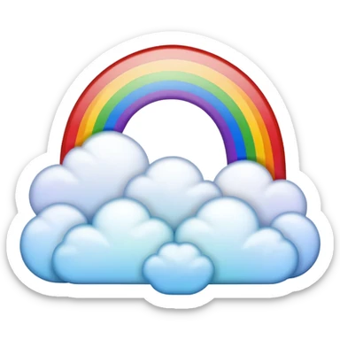 A glowing rainbow arching across drifting clouds. sticker