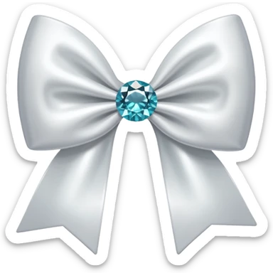 white satin bow emoji with a gem sticker