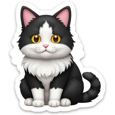 A black colored bicolor cat emoji full body sticker