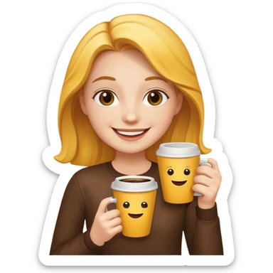 Sunshine holding a coffee sticker