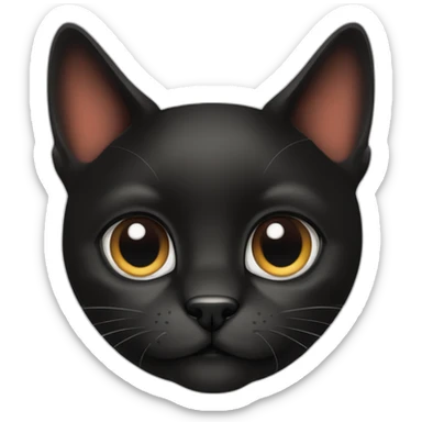 Un grand chat noir aux yeux rouges et un chaton roux ou noir et un boxer chien blanc sticker