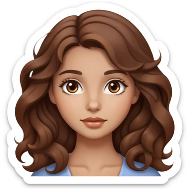 beautiful girl with wavy brown hair, natural makeup look sticker