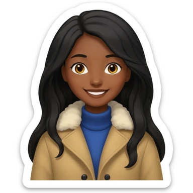 Siyah uzun saçlı ceket giyen esmerimsi kız sticker