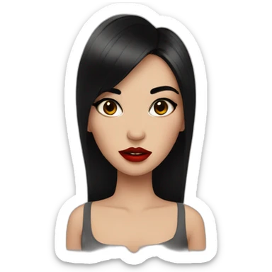 Girl with black hair and red lipstick and smoky eyes  sticker