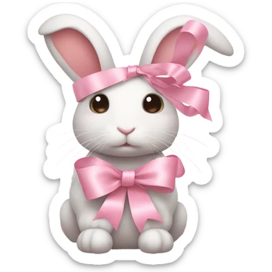 pastel pink ribbons with rabbit  sticker