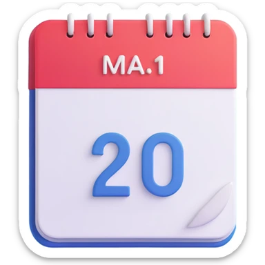 calendar icon, 3D style, vibrant and eye-catching sticker