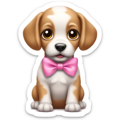 Baby dog with pink bow sticker