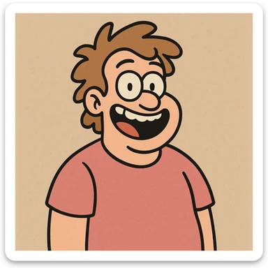 pink t-shirt, cartoon style, cheerful sticker