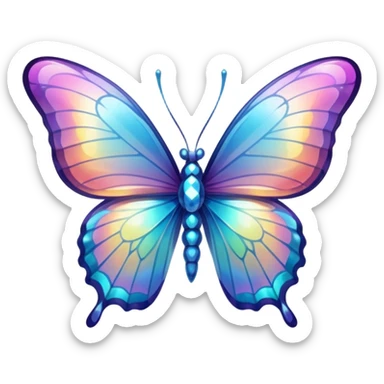 Transparent Shiny Glossy Pastel Gradient Hue Iridescent Crystal Butterfly sticker