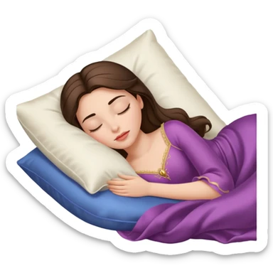 sleeping beauty brunette white girl with a silk pillow sticker