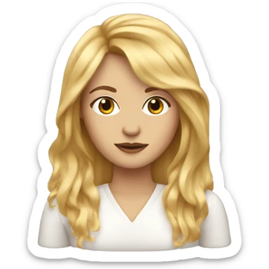 White women with curtain bangs and long golden hair sticker