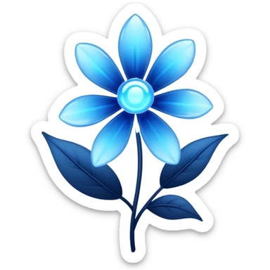 navy blue flowers with a light blue glowing aura sticker
