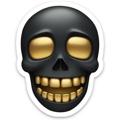 Black skull smiling with gold teeth sticker