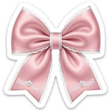 light pink bow with white lace sticker