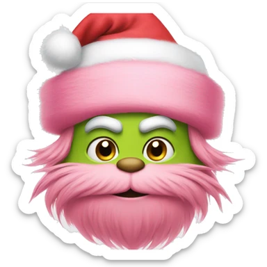 Grinch wearing pink Santa hat sticker