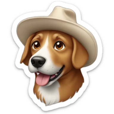 Happy dog with a hat and pointy ears sticker