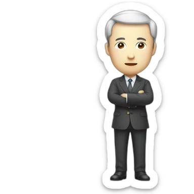 Draw a Chinese character, full body, wearing suits, holding 100 RMB bill sticker