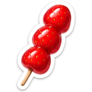 glossy red candied strawberry skewers (Tanghulu) with a crystal-clear sugar coating, realistic, no electronic or tech elements sticker